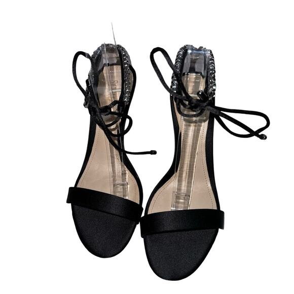 #SCHUTZ Islah Crystal Ankle-Strap Heels Black Size 7.5 NEW - Picture 4 of 8